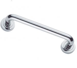 Manital Studio H Pull Handle On Rose (230mm C/C), Polished Chrome