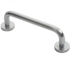 Manital Studio H Pull Handle On Rose (230mm C/C), Satin Chrome