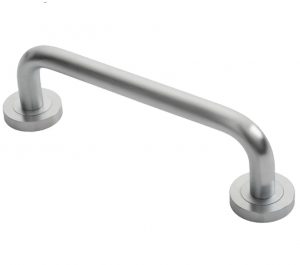Manital Studio H Pull Handle On Rose (230mm C/C), Satin Chrome