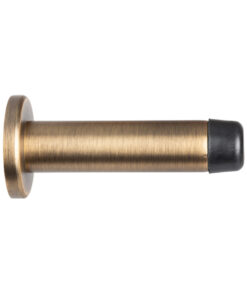 Cylinder Wall Mounted Door Stop With Rose (70mm Projection), Antique Brass