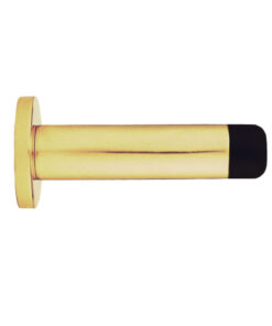 Cylinder Wall Mounted Door Stop With Rose - Polished Brass