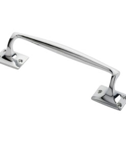 Pub Style Pull Handle On Square Rose (250mm Length), Polished Chrome