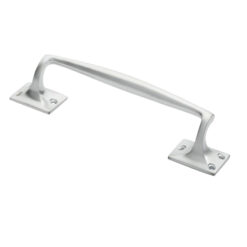 Pub Style Pull Handle On Square Rose (250mm Length), Satin Chrome