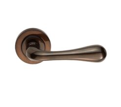 Manital Stella Door Handles On Round Rose, Dark Bronze (sold in pairs)