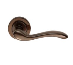 Manital Apollo Door Handles On Round Rose, Dark Bronze (sold in pairs)