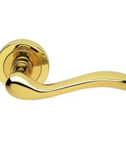 Manital Apollo Door Handles On Round Rose, Polished Brass (sold in pairs)