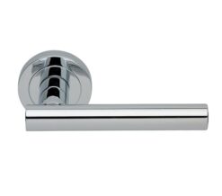Manital Calla Door Handles On Round Rose, Polished Chrome (sold in pairs)