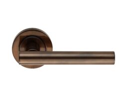 Manital Calla Door Handles On Round Rose, Dark Bronze (sold in pairs)
