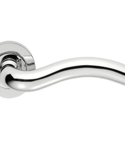 Manital Squiggle Door Handles On Round Rose, Polished Chrome (sold in pairs)