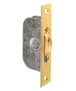 Galvanised Sash Window Axle Pulley (Square Forend), Polished Brass With Brass Wheel