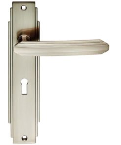 Art Deco Style Door Handles, Satin Nickel (sold in pairs)