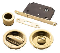 Manital Sliding Door Set With WC Turn, Flush Pull & Lock, Various Finishes