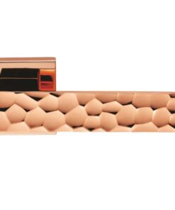 Cebi Kua Door Handles On Square Rose, Copper Finish (sold in pairs)