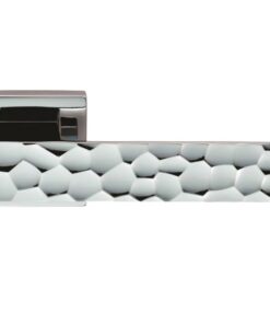 Cebi Kua Door Handles On Square Rose, Polished Chrome (sold in pairs)