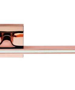Cebi Zara Door Handles On Square Rose, Copper With White Inlay (sold in pairs)