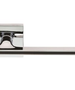 Cebi Zara Door Handles On Square Rose, Polished Chrome With Black Inlay (sold in pairs)