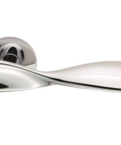 Cebi Lavi Door Handles On Round Rose, Polished Chrome (sold in pairs)