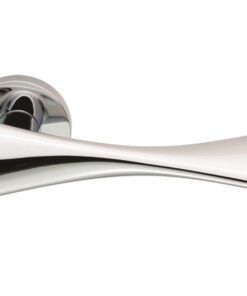 Cebi Toro Door Handles On Round Rose, Polished Chrome (sold in pairs)
