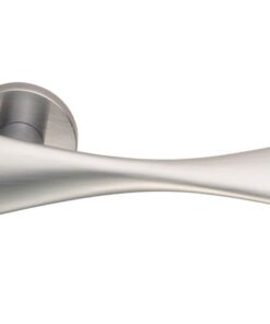Cebi Toro Door Handles On Round Rose, Satin Chrome (sold in pairs)