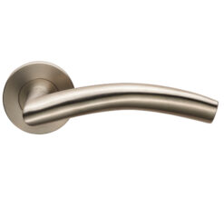 Eurospec Metro Door Handles On Slim Fit 6mm Rose - Grade 304 Satin Stainless Steel