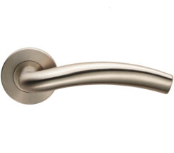 Eurospec Hallstat Door Handles On Slim Fit 6mm Rose - Grade 304 Satin Stainless Steel