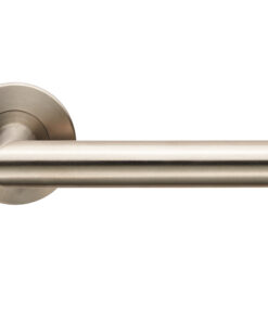 Eurospec Treviri Mitred Door Handles On Slim Fit 6mm Rose - Grade 304 Satin Stainless Steel