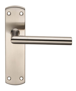 Eurospec Mitred Stainless Steel Door Handles On Backplates, Satin Stainless Steel (sold in pairs)
