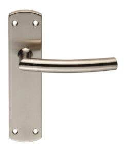 Eurospec Arched Stainless Steel Door Handles On Backplates, Satin Stainless Steel  (sold in pairs)