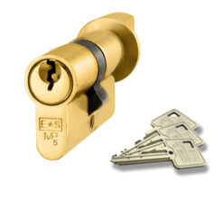 Eurospec MP5 Euro Profile British Standard 5 Pin Cylinder & Turn, (Various Sizes) Polished Brass
