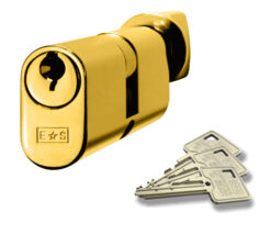 Eurospec MP5 Oval Profile British Standard 5 Pin Double Cylinder and Turn, (Various Sizes) Polished Brass