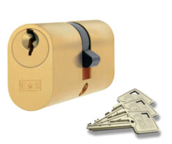 Eurospec MP5 Oval Profile British Standard 5 Pin Single Cylinders, (Various Sizes) Nickel Plate OR Satin Brass