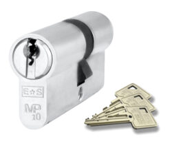 Eurospec MP10 Euro Profile British Standard 10 Pin 'Offset' Double Cylinders, (Various Sizes) Satin Chrome