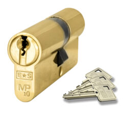 Eurospec MP10 Euro Profile British Standard 10 Pin 'Offset' Double Cylinders, (Various Sizes) Polished Brass