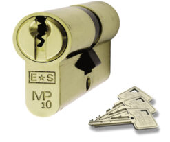 Eurospec MP10 Euro Profile British Standard 10 Pin Double Cylinders, (Various Sizes) Polished Brass