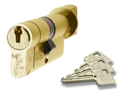Eurospec MPX6 Euro Profile British Standard 6 Pin Cylinder & Turn (Various Sizes), Polished Brass