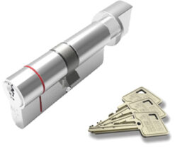 Eurospec MPX6 Euro Profile British Standard 6 Pin Cylinder & Turn (Various Sizes), Polished Chrome