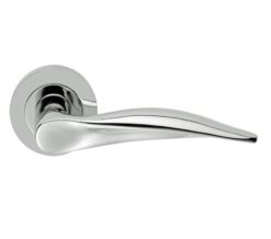 Manital Dali Door Handles On Round Rose, Polished Chrome (sold in pairs)