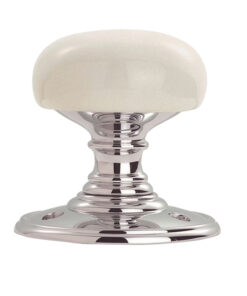 Delamain White Porcelain Face Fix Door Knob, Polished Chrome (sold in pairs)