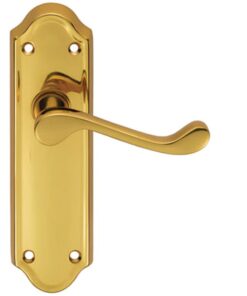 Ashtead Door Handles On Backplate, Polished Brass (sold in pairs)