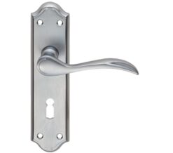 Madrid Door Handles On Backplate, Satin Chrome (sold in pairs)