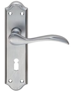 Madrid Door Handles On Backplate, Satin Chrome (sold in pairs)