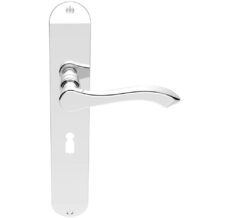 Andros Door Handles On Long Backplate, Polished Chrome (sold in pairs)