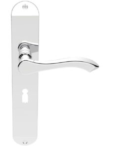 Andros Door Handles On Long Backplate, Polished Chrome (sold in pairs)