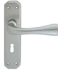 Eden Door Handles On Backplate, Satin Chrome (sold in pairs)