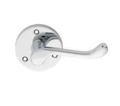 Victorian Scroll Traditional Door Handles On Round Rose, Polished Chrome (sold in pairs)