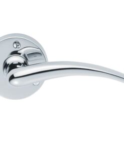Wing Door Handles On Round Rose, Polished Chrome (sold in pairs)