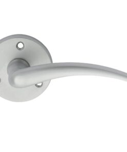 Wing Door Handles On Round Rose, Satin Chrome (sold in pairs)