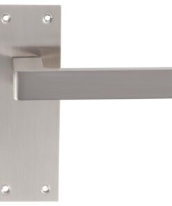 Sasso Door Handles On Slim Backplate, Satin Nickel (sold in pairs)