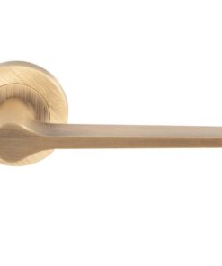 Velino Door Handles On Round Rose, Antique Brass (sold in pairs)