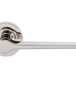 Velino Door Handles On Round Rose, Polished Nickel (sold in pairs)